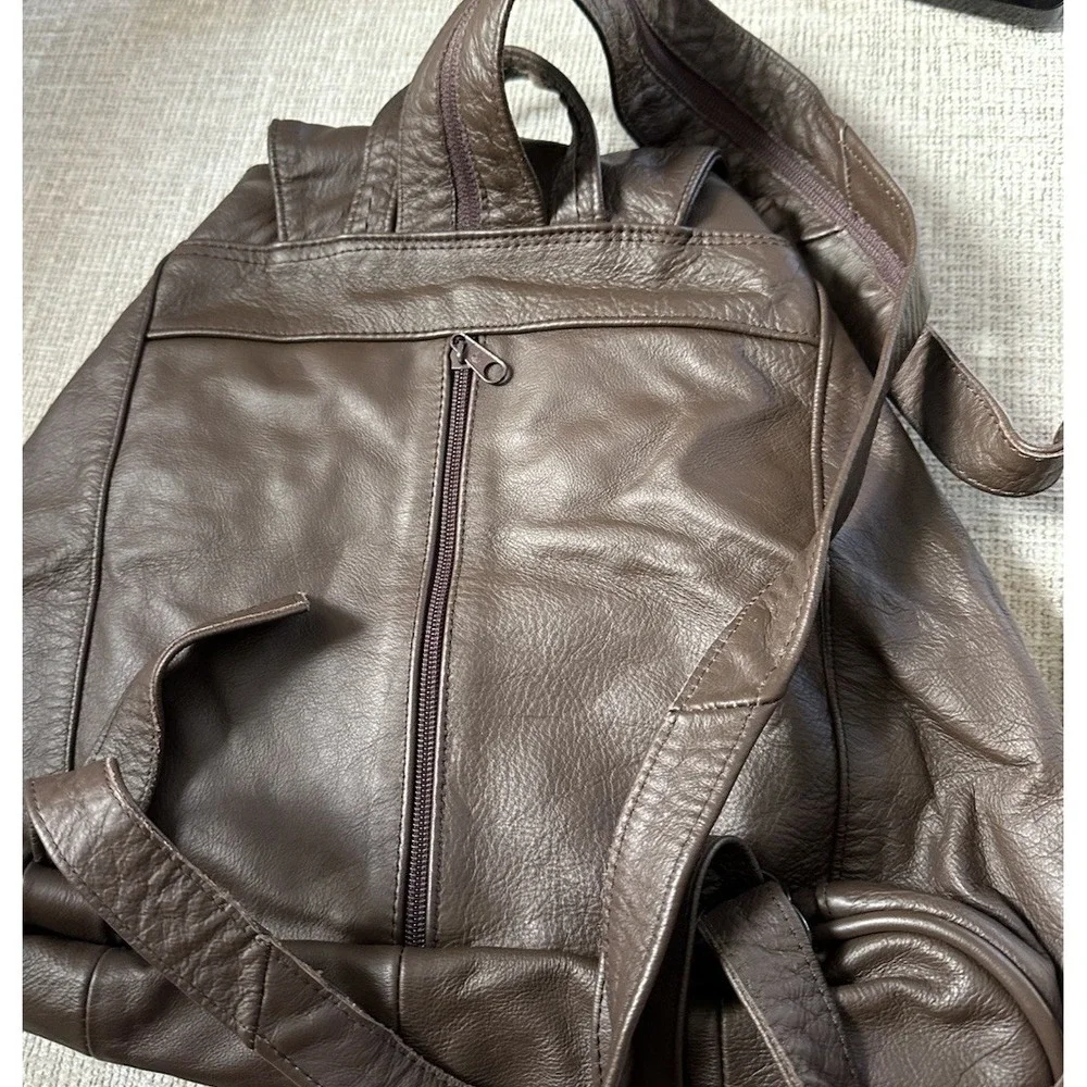 Genuine Brown Leather Backpack Mexico Handmade Sling or Double‎ Strap Unisex